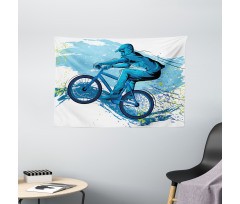 Bicyclist Color Splashes Wide Tapestry
