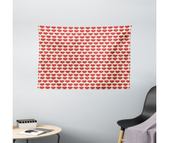 Vibrant Red Hearts Wide Tapestry