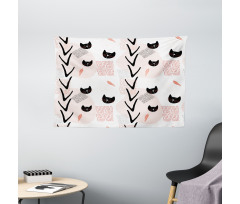 Cat Faces Dotted Wide Tapestry