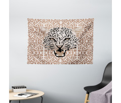 Roaring Wild Leopard Wide Tapestry