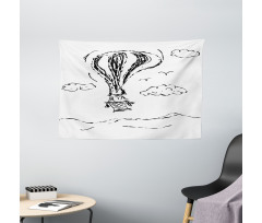Hot Air Balloon Clouds Wide Tapestry