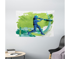 Cricket Player Pitching Wide Tapestry