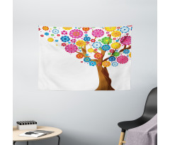 Tree Vibrant Blooms Wide Tapestry