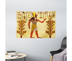 Egyptian Hieroglyph Myth Wide Tapestry