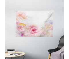 Pale Pink Roses Wide Tapestry