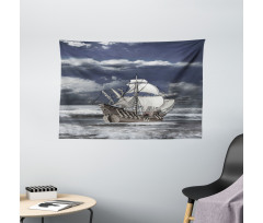 Caribbean Pirates Ship Wide Tapestry