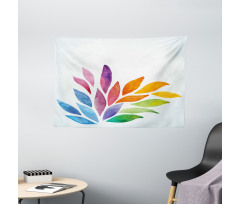 Rainbow Colored Flower Wide Tapestry