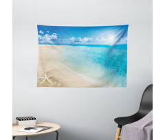 Sunny Seashore and Shells Wide Tapestry