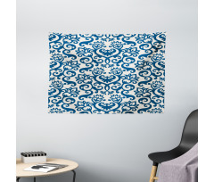 Antique Damask Curvy Art Wide Tapestry