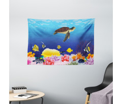 Deep Sealife Fish Moss Wide Tapestry
