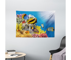 Coral Colony on Reef Top Wide Tapestry