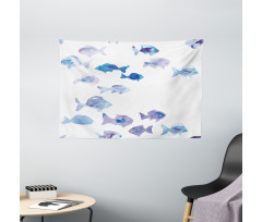 Watercolor Fishes Wide Tapestry