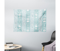 Sea Animals and Shells Wide Tapestry