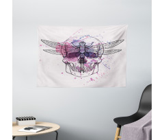 Skull Dragonfly Grunge Wide Tapestry