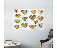 Heart Shapes Pattern Wide Tapestry