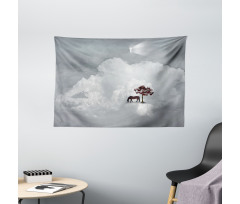 Horse Spring Tree Cloud Wide Tapestry