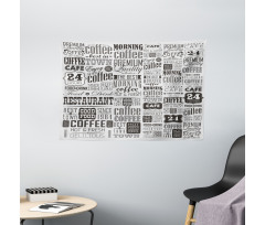 Retro Coffee Texts Wide Tapestry