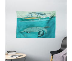 Sea Turtle Exotic Island Wide Tapestry