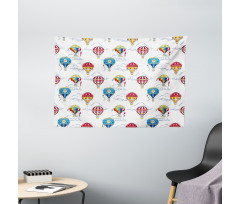 Clouds Hot Air Balloons Wide Tapestry