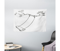 Sketchy Tree Swing Joy Wide Tapestry