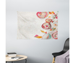 Flower Petals Buds Dots Wide Tapestry