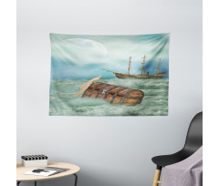 Old Trunk Ocean Waves Wide Tapestry