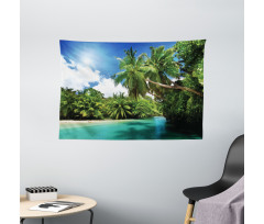 Mahe Island Lake Palms Wide Tapestry