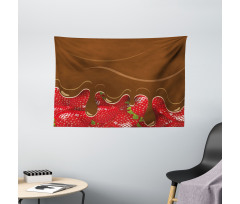 Strawberries Chocolate Wide Tapestry