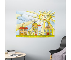 Childlike Smiling Sun Wide Tapestry