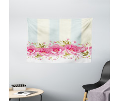 Pink Peony Border Tile Wide Tapestry