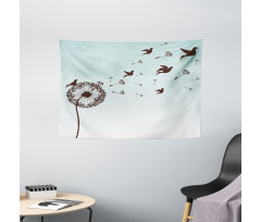 Dandelion Doves Bloom Wide Tapestry