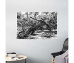 Old Crocodile in Forest Wide Tapestry
