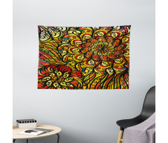 Abstract Curly Floral Wide Tapestry