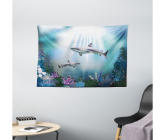 Sharks Coral Aquatic Wide Tapestry