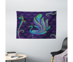 Oriental Bird Feather Wide Tapestry