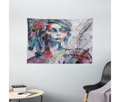 Fantasy Portrait of a Girl Wide Tapestry