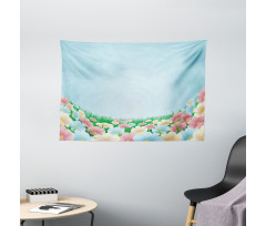 Meadow Daisies Pansies Wide Tapestry