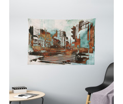 Urban Abstract Cityscape Wide Tapestry