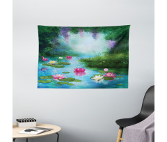 Fantasy Pond Water Lily Wide Tapestry