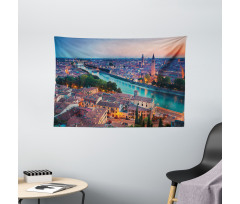 Verona Italy Blue Hour Wide Tapestry