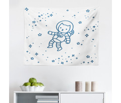 Uzay Mikrofiber Geniş Duvar Halısı Çocuksu Astronot Çizimi