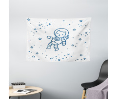 Astronaut Cat in Space Wide Tapestry
