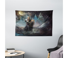 Medieval Dwarf Knight Wide Tapestry