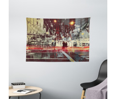 Gloomy City Streets Wide Tapestry