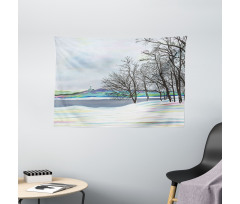 Rural Winter Forest Art Wide Tapestry