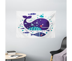 Ocean Cartoon Big Fish Wide Tapestry