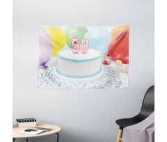 Age 50 Cake Party Wide Tapestry