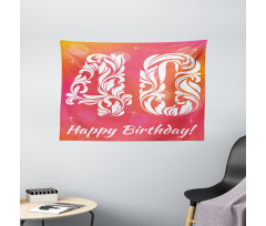 Happy Greeting Floral Wide Tapestry