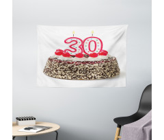 Cake Cherries Candles Wide Tapestry
