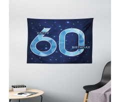 Birthday 60 Stars Wide Tapestry